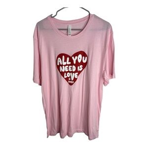 Bella Canvas Women’s Pink All You Need is Love and Dogs Short Sleeve Tee Size XL